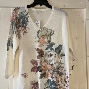 NWT J Jill linen blend summer v-neck tunic sweater MEDIUM